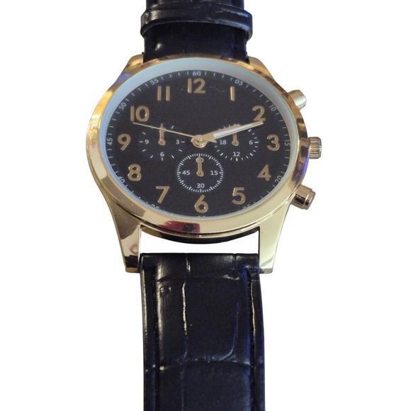 Accutime Mens Watch Large black dial tachymeter style New Battery Thin Stylish - Picture 8 of 11